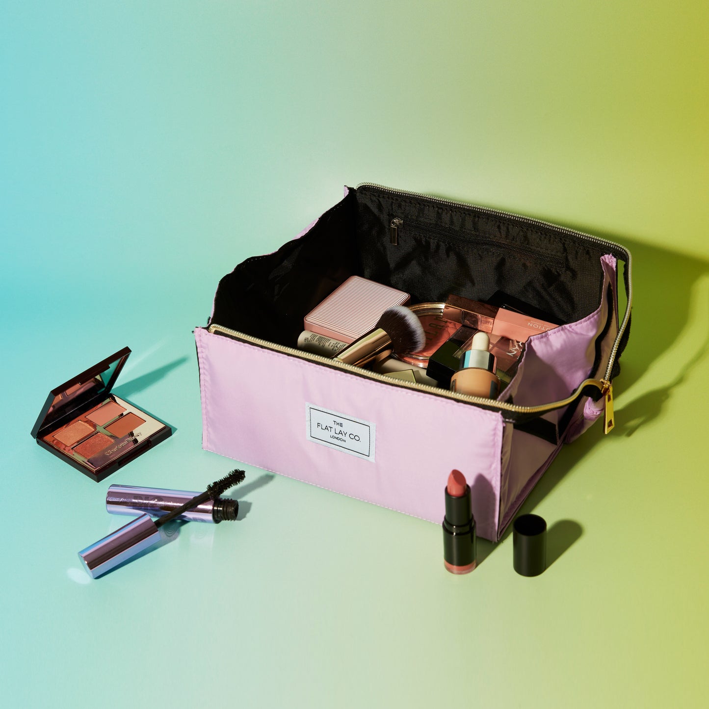 Lilac Open Flat Makeup Box Bag and Tray