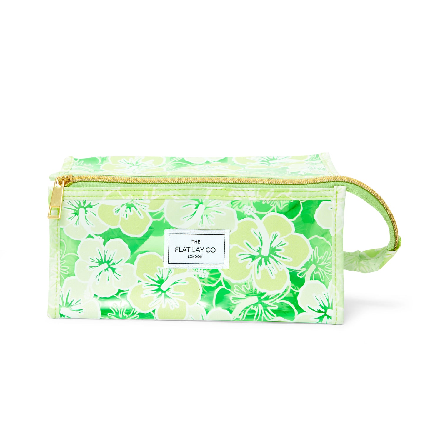 Jelly Open Flat Box Bag in Green Hibiscus