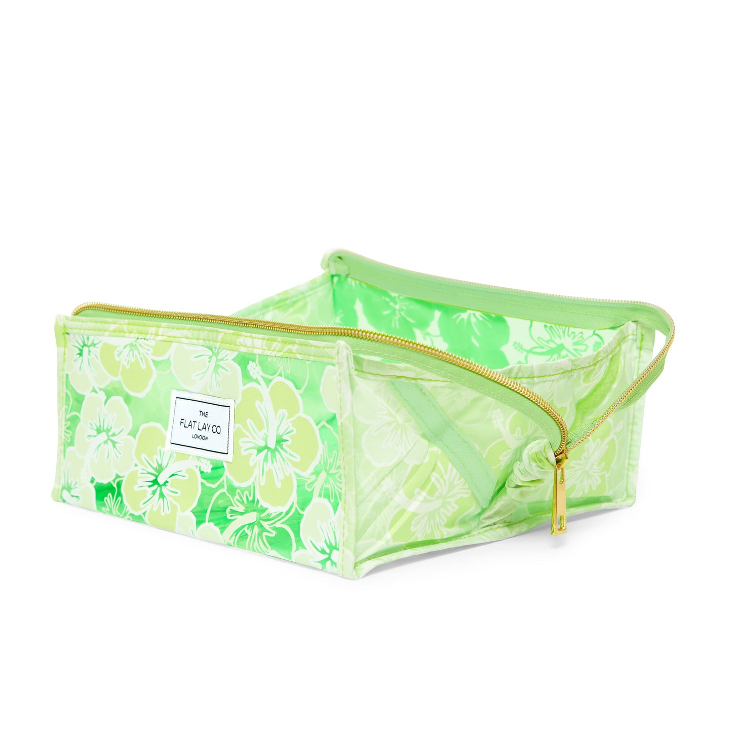 Jelly Open Flat Box Bag in Green Hibiscus