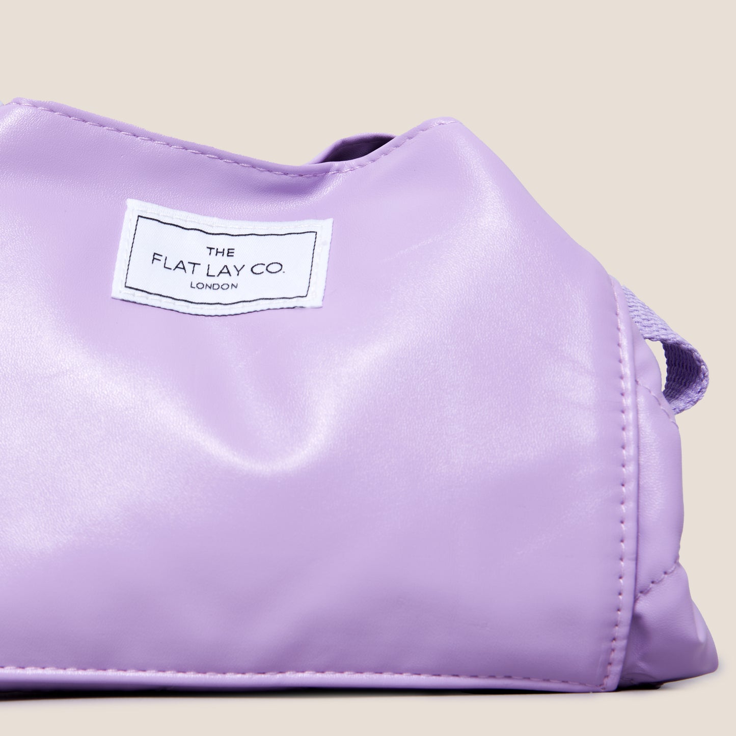 Monochrome Lilac Leather Full Size Flat Lay Makeup Bag