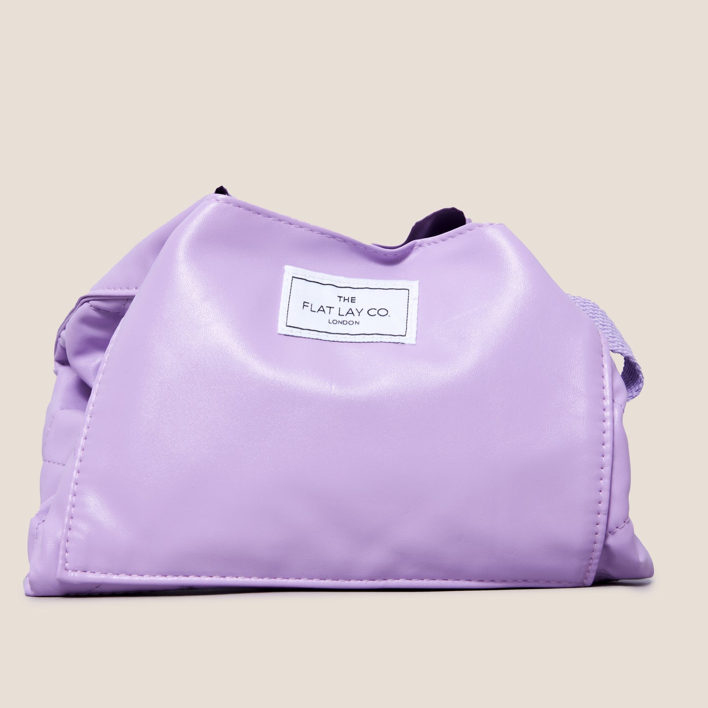 Monochrome Lilac Leather Full Size Flat Lay Makeup Bag