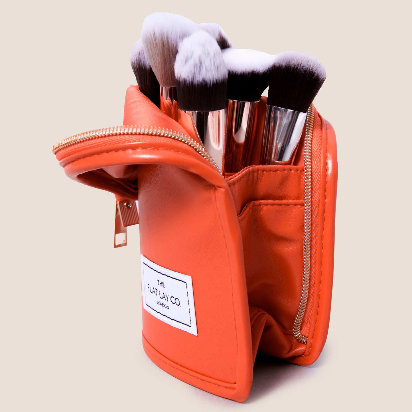 Monochrome Orange Leather Standing Brush Case