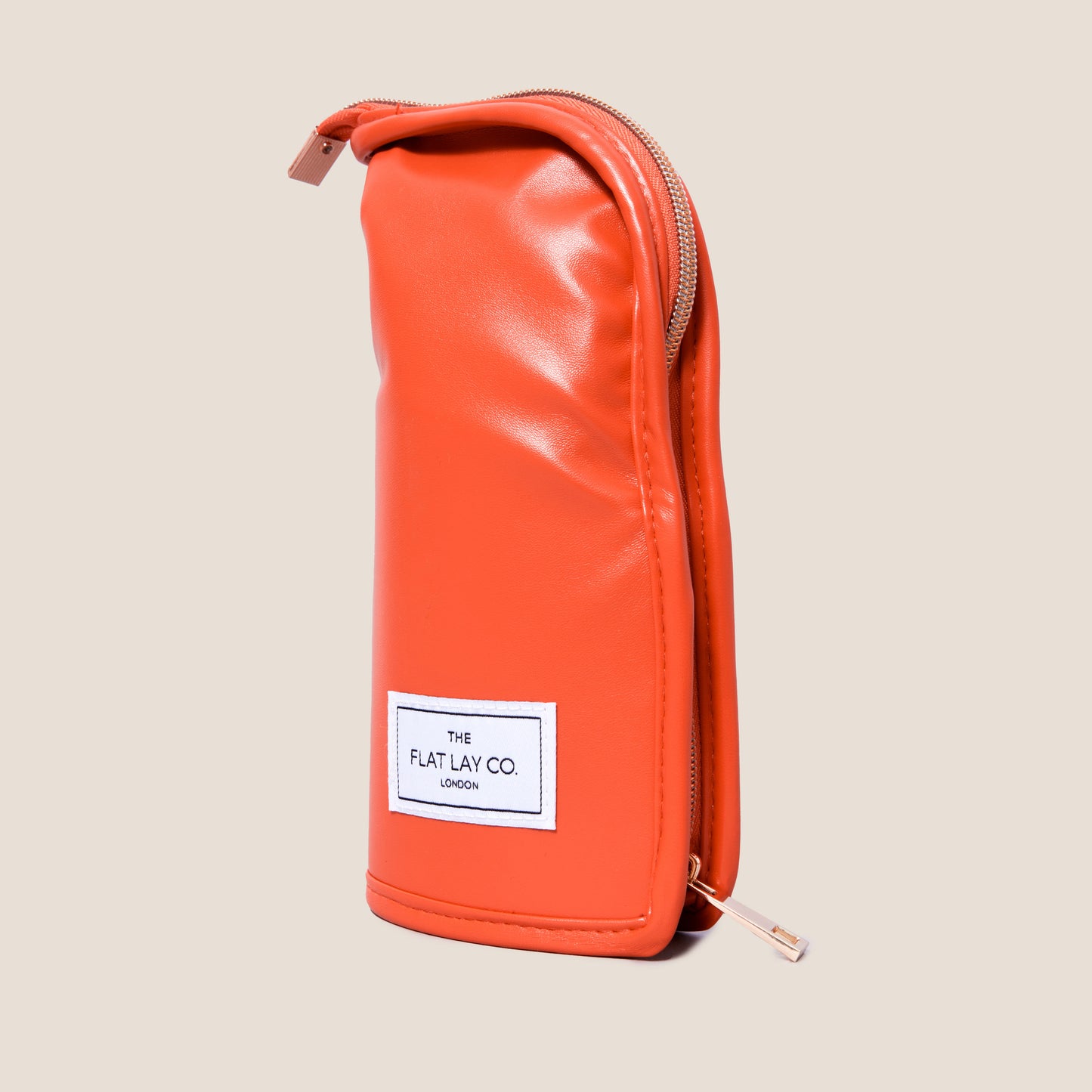Monochrome Orange Leather Standing Brush Case