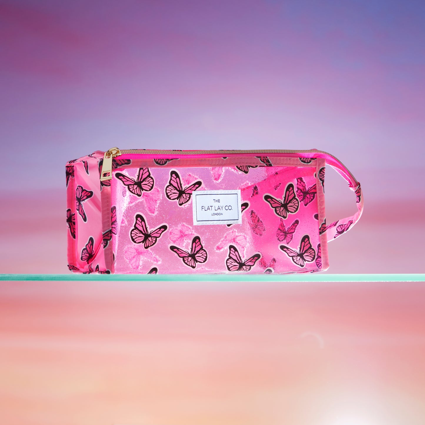 Jelly Box Bag in Pink Glitter Butterflies