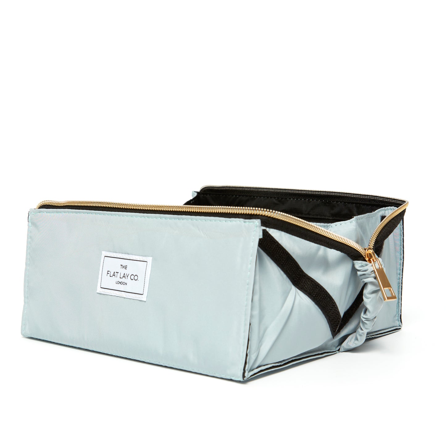 Haze Blue Open Flat Makeup Box Bag and Tray