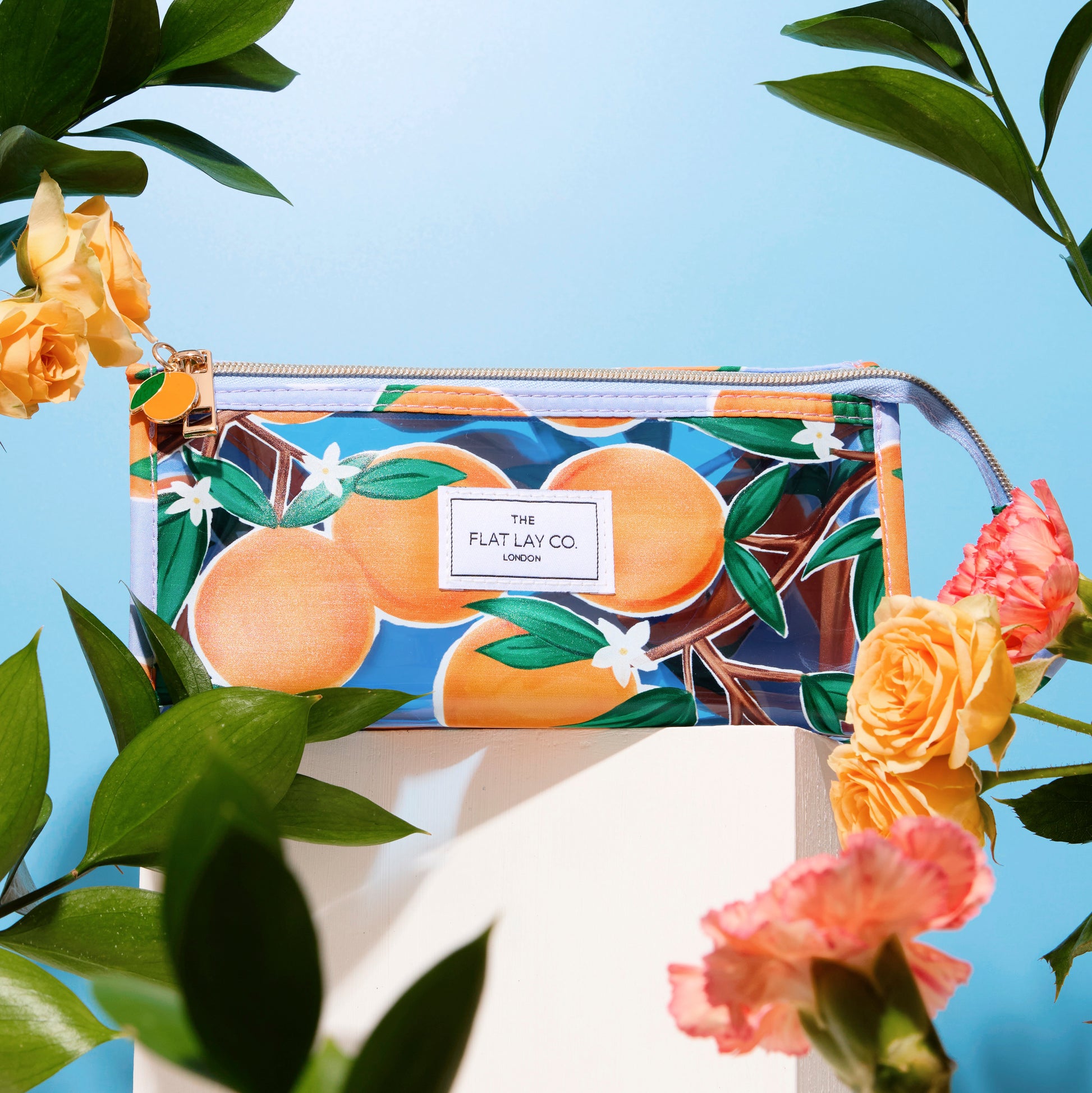 Mediterranean Oranges Jelly Flat Lay Makeup Box Bag
