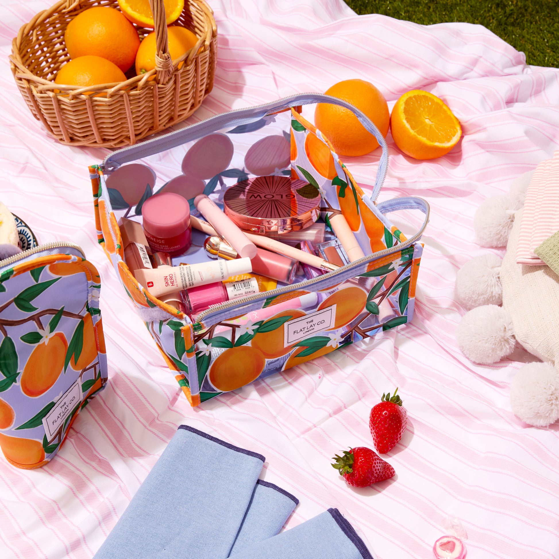 Mediterranean Oranges Jelly Flat Lay Makeup Box Bag