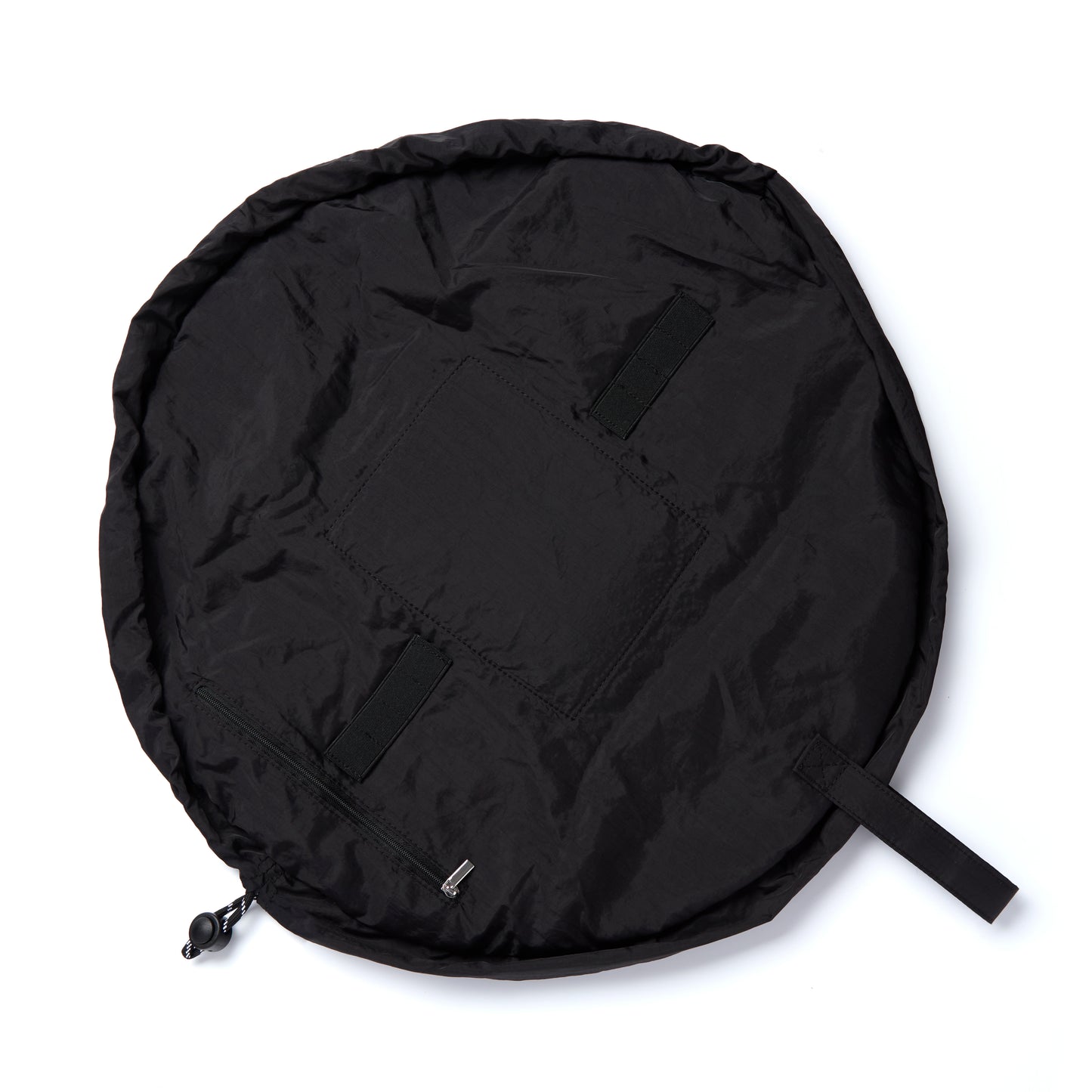 Sporty Classic Black Unisex Parachute Drawstring Flat Lay Makeup Bag