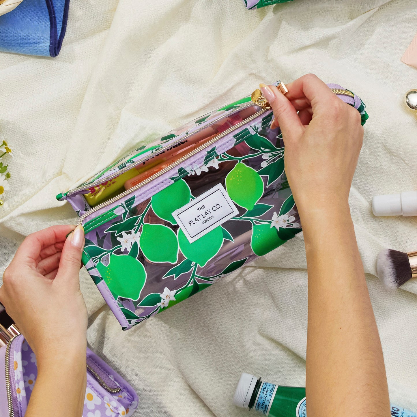 Jelly Flat Lay Makeup Box Bag - Limes