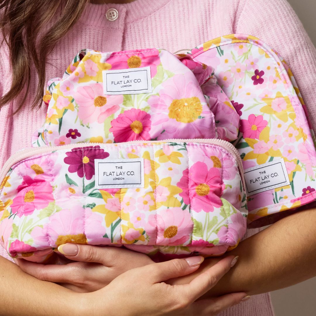 Marshmallow Flat Lay Makeup Box Bag - Bouquet Flowers