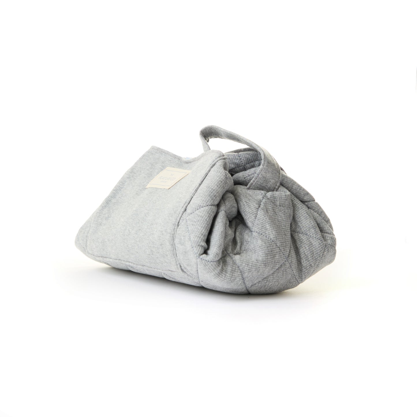 Drawstring Makeup Bag - Cotton Ribbed Grey