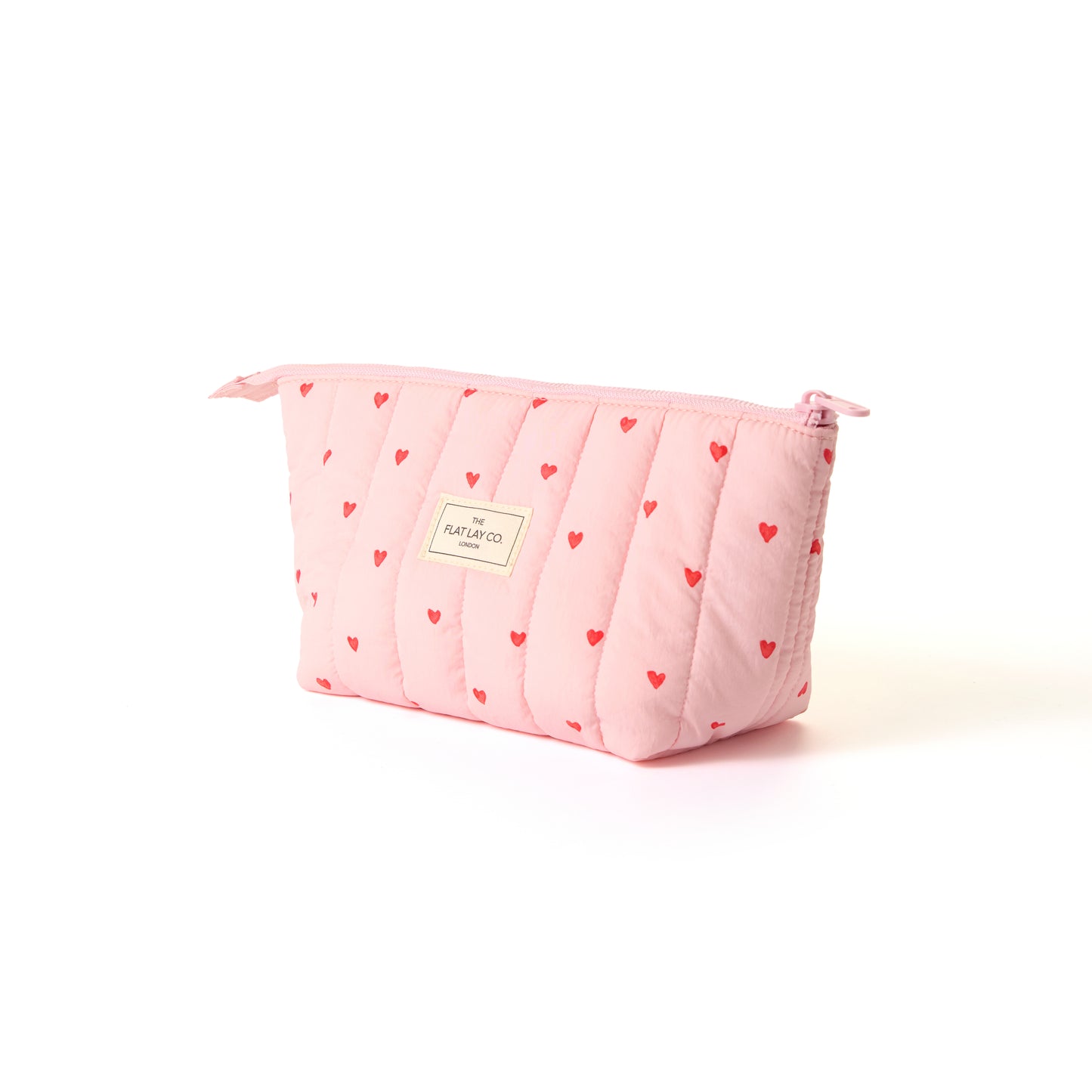 Padded Essential Pouch & Mini Keyring Bundle - Sweet Pink Hearts