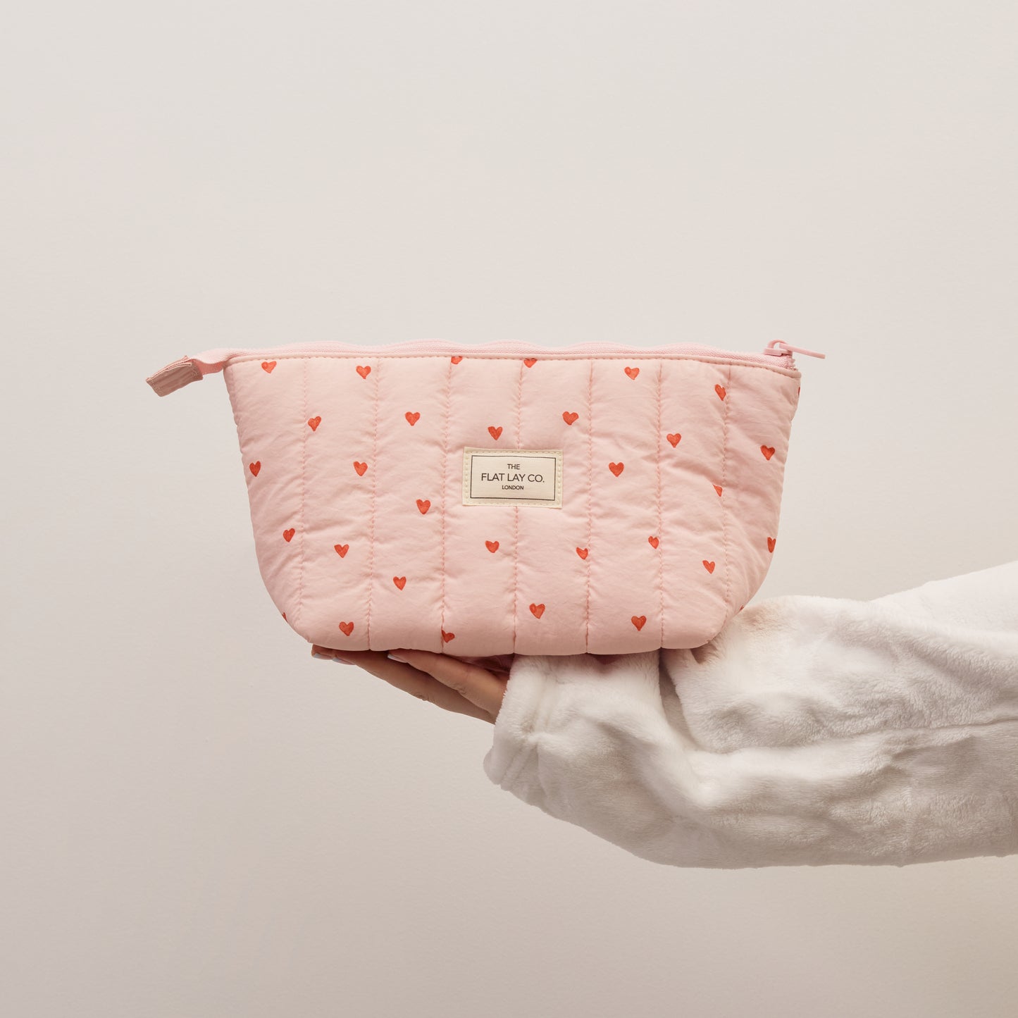 Padded Essential Makeup Pouch - Sweet Pink Hearts