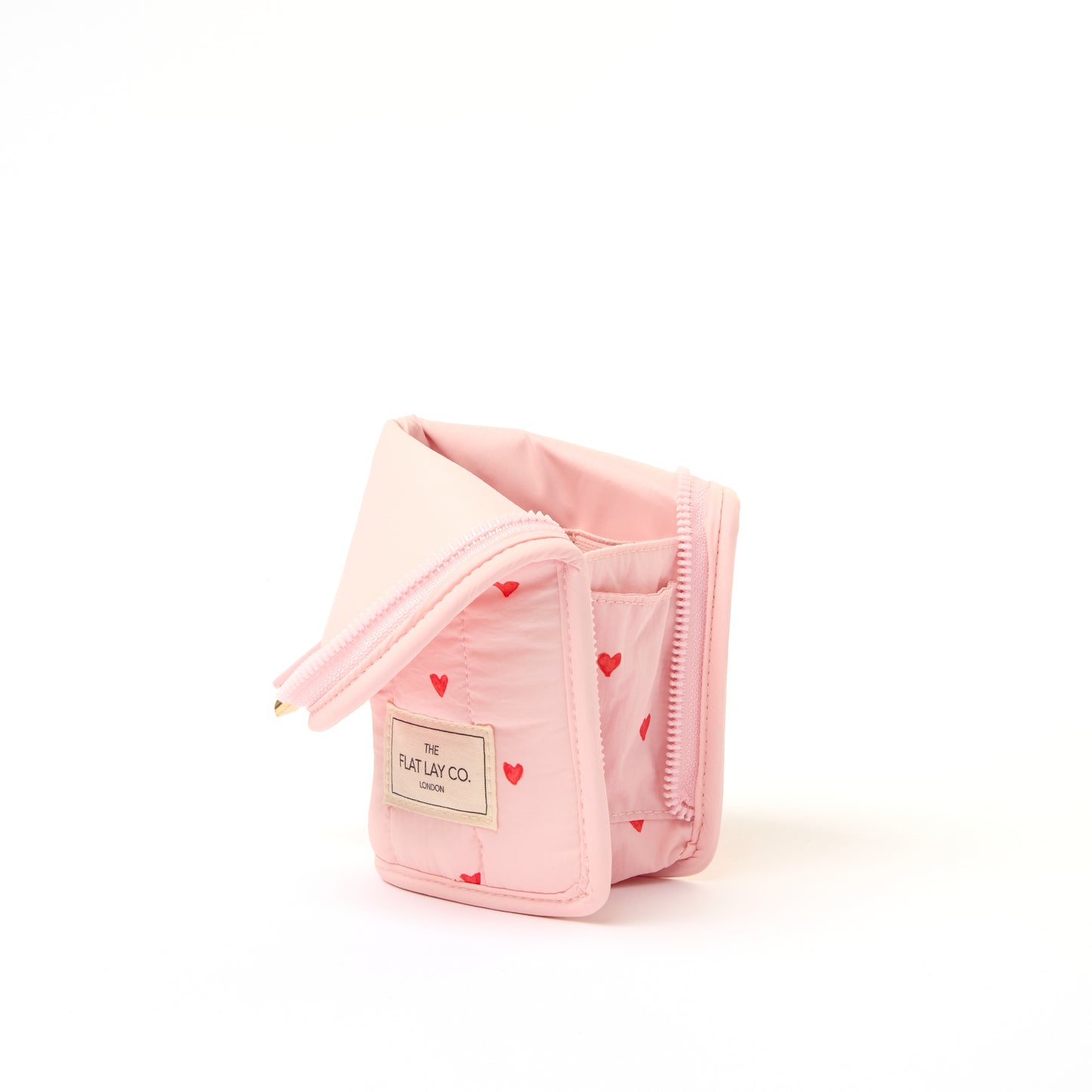 Padded Standing Makeup Brush Case - Sweet Pink Hearts