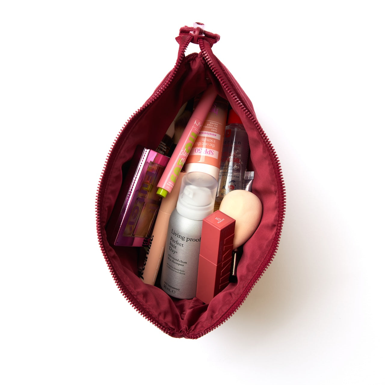 Essential Makeup Pouch - Ditsy Roses Burgundy Embroidered Velvet