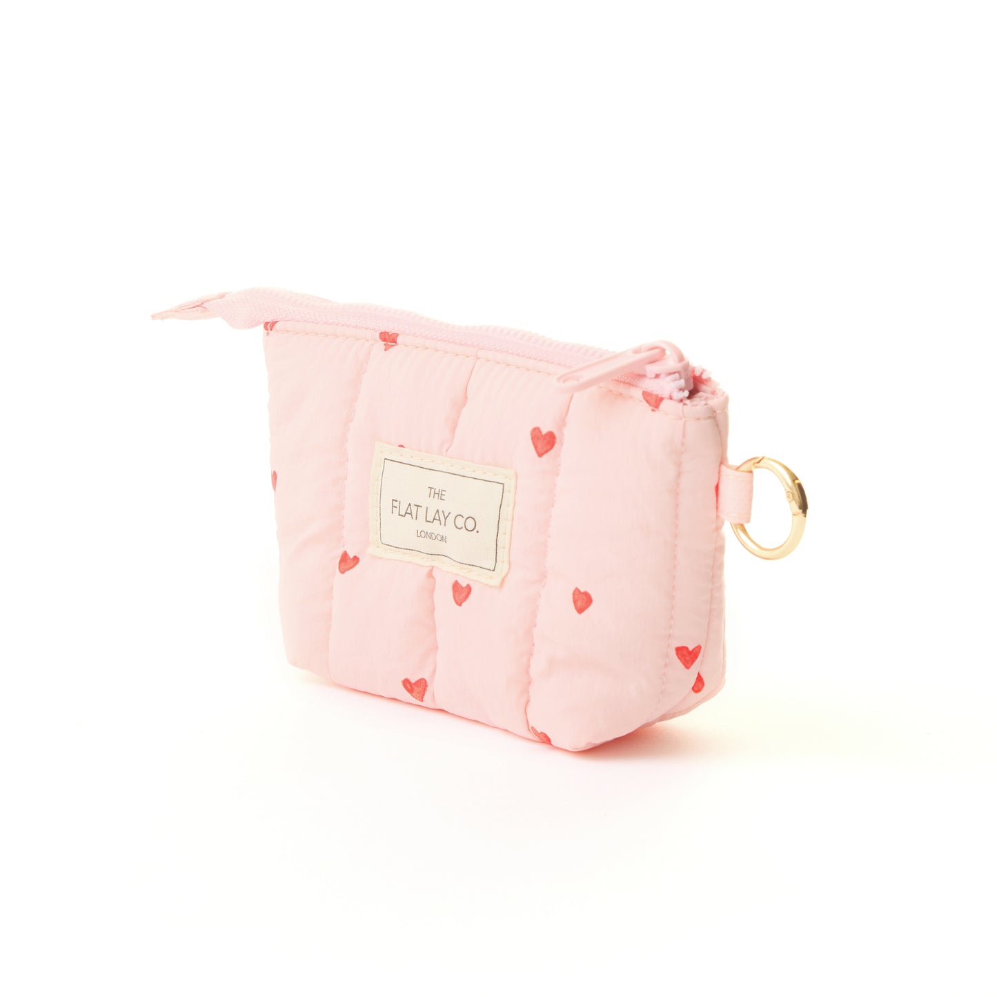 Padded Essential Pouch & Mini Keyring Bundle - Sweet Pink Hearts