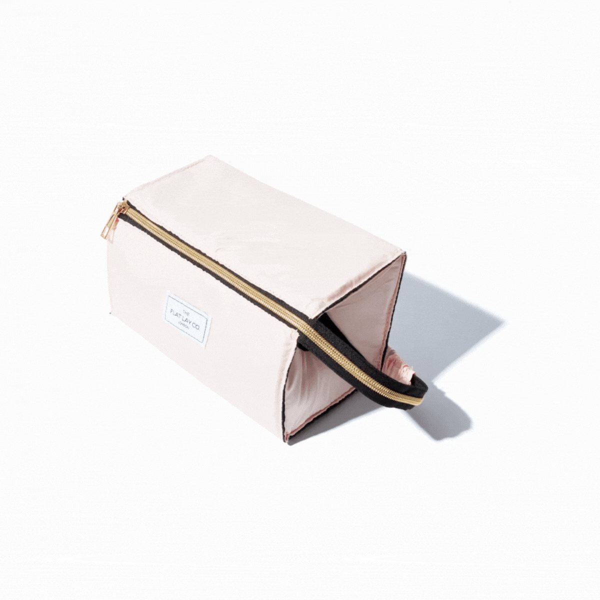 Blush Pink Open Flat Makeup Box Bag and Tray