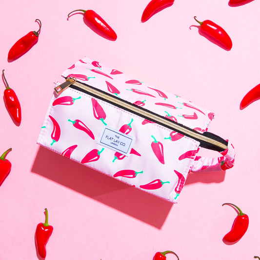 Chillies Open Flat Makeup Box Bag and Tray