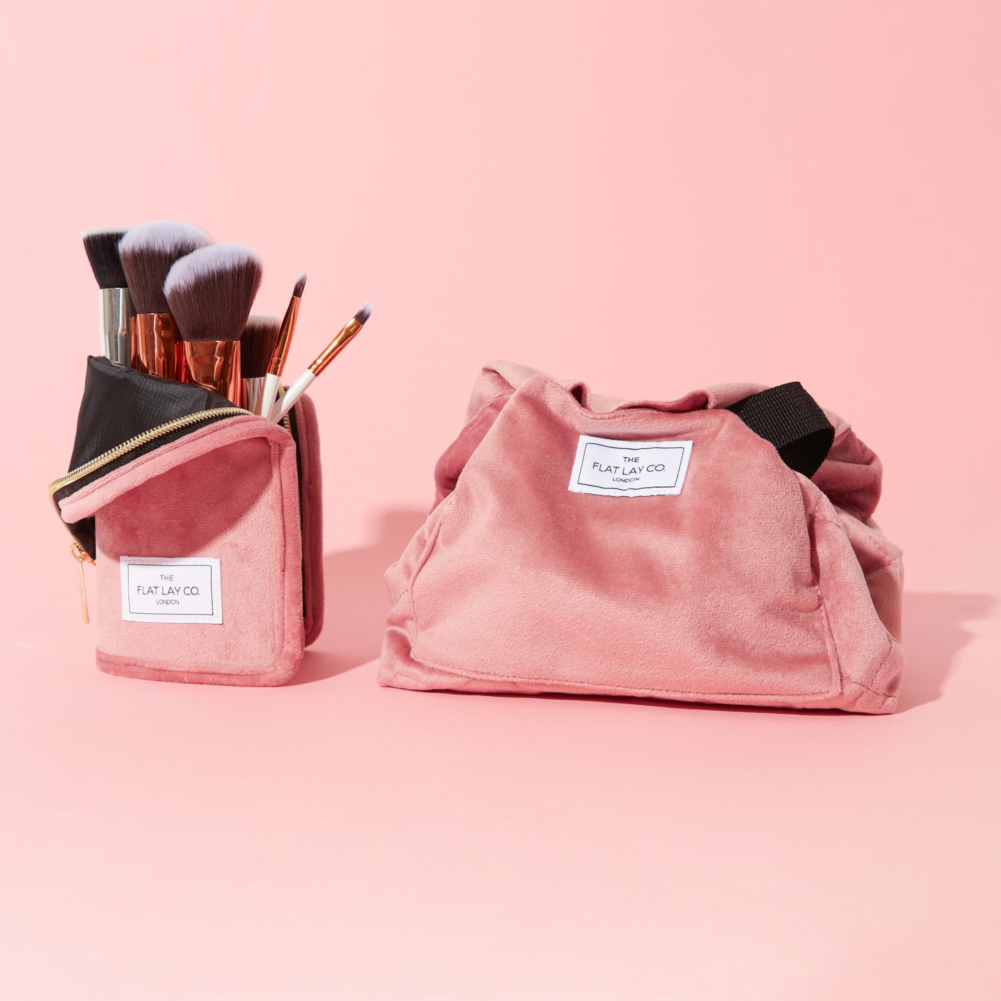 Pink Velvet  Full Size Flat Lay Makeup Bag