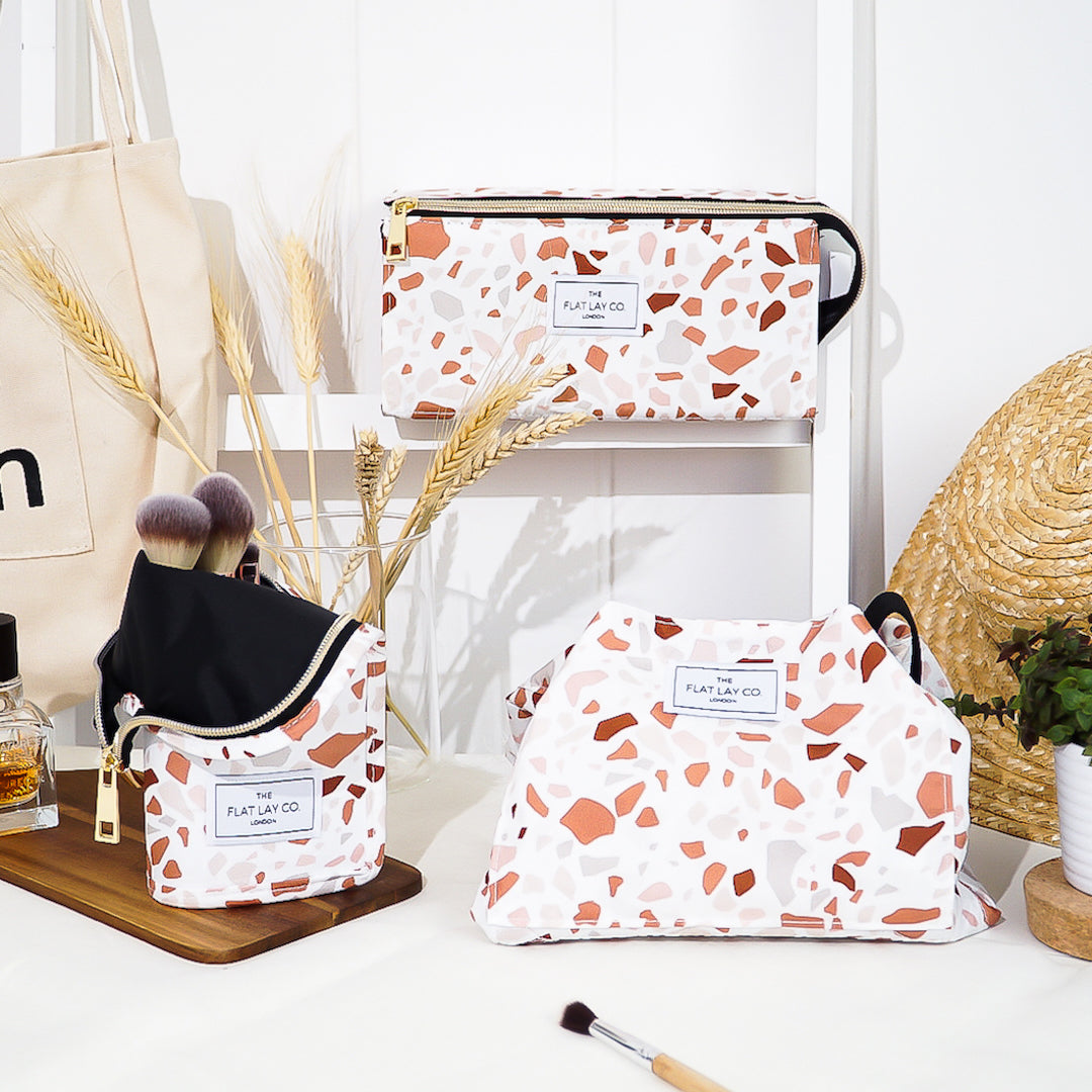 Terrazzo Full Size Flat Lay Makeup Bag