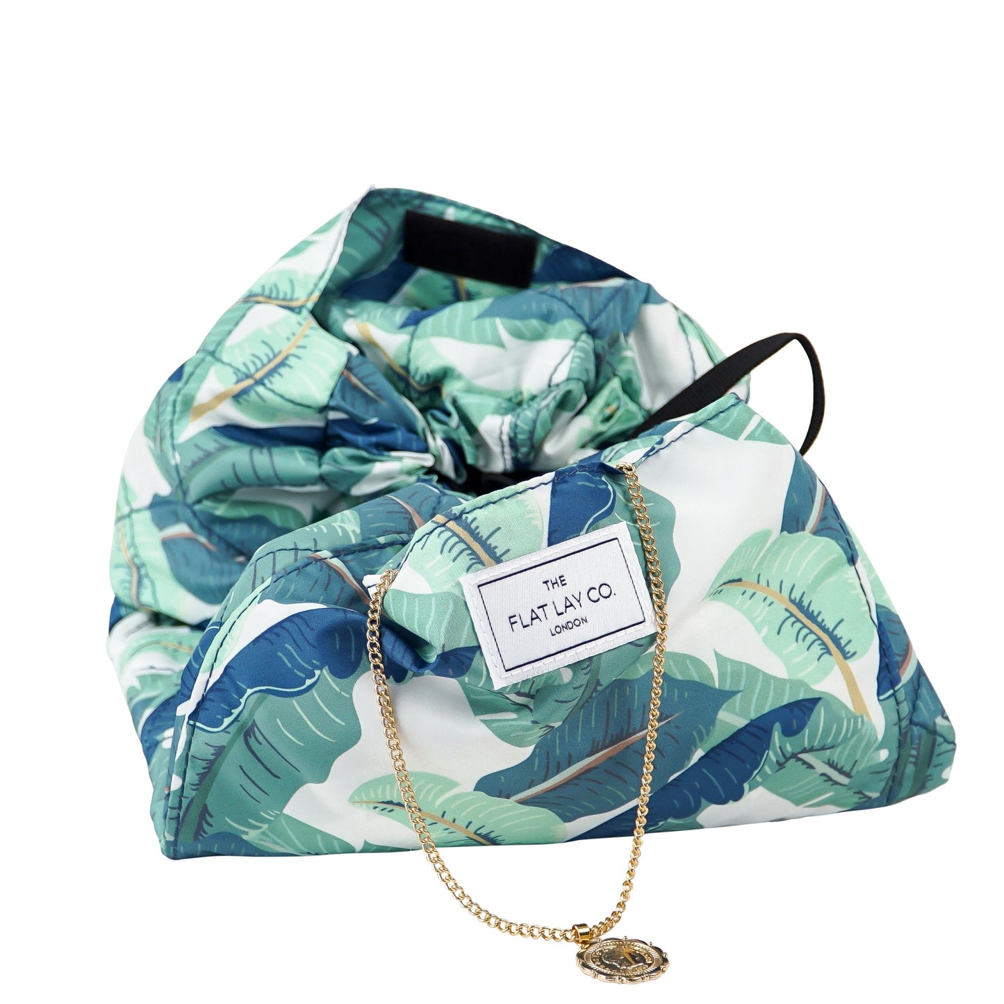 XXL Drawstring Makeup Bag in Tropical Leaves
