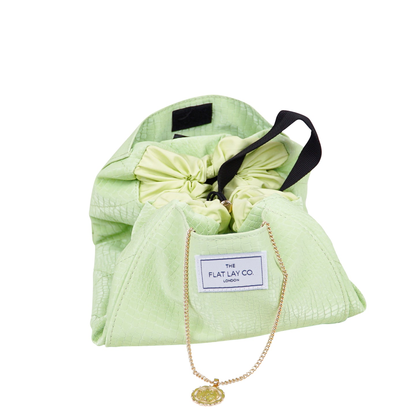 Green Croc Full Size Flat Lay Makeup Bag