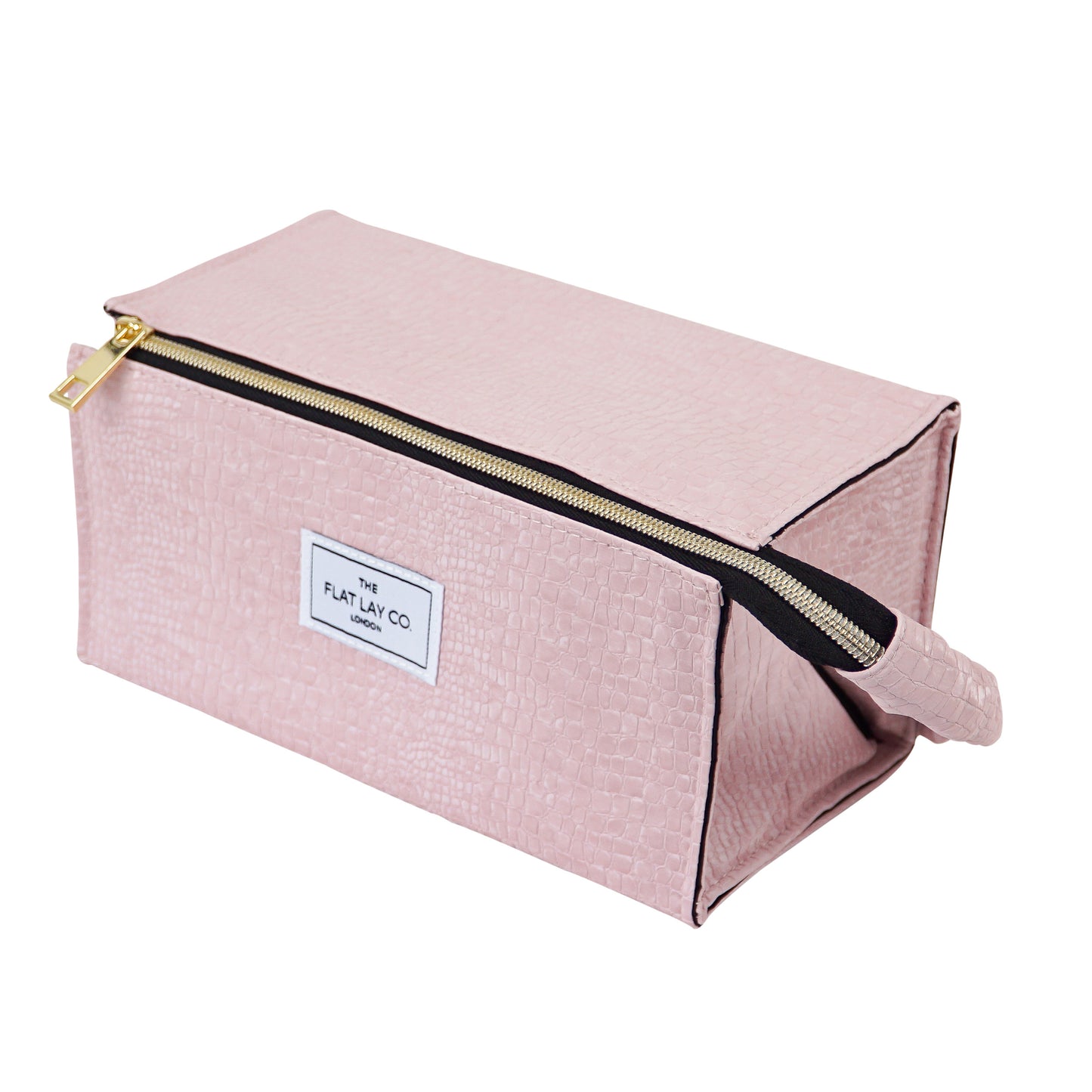 Pink Croc Open Flat Makeup Box Bag and Tray