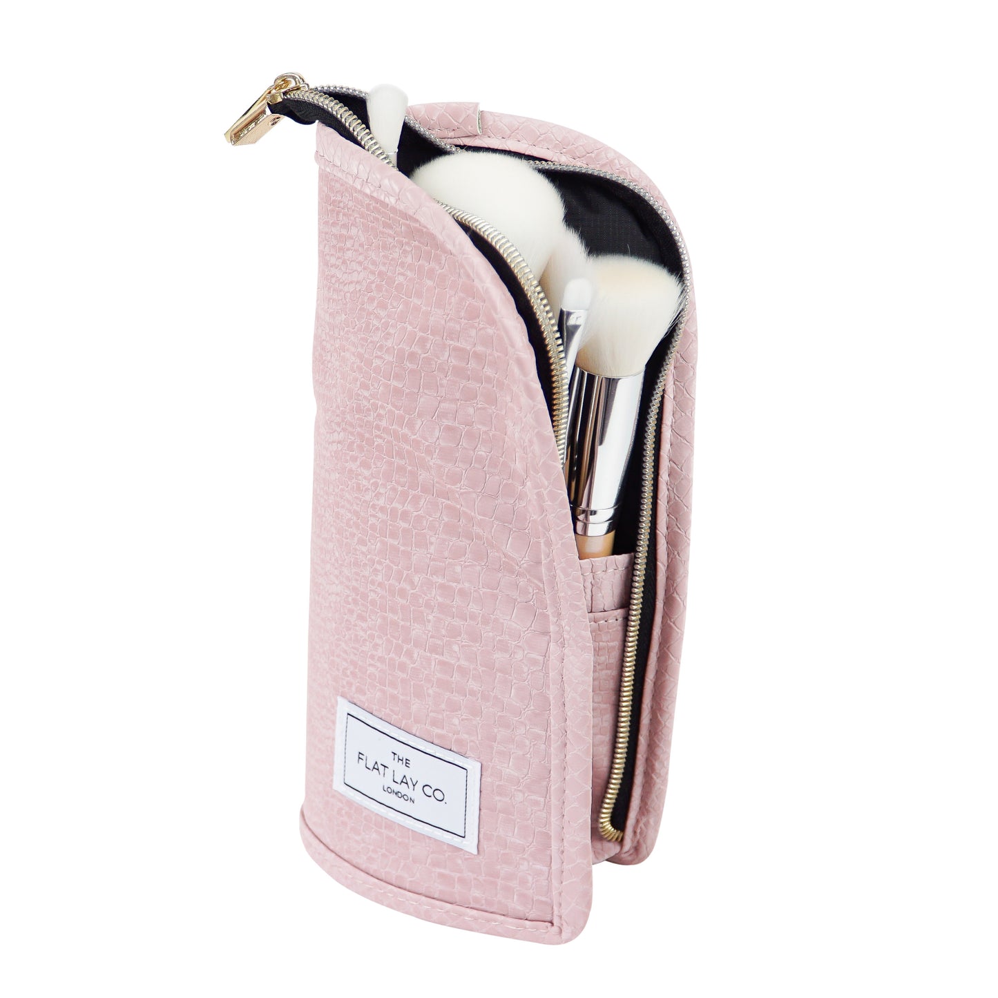 Pink Croc Standing Brush Case and Pot