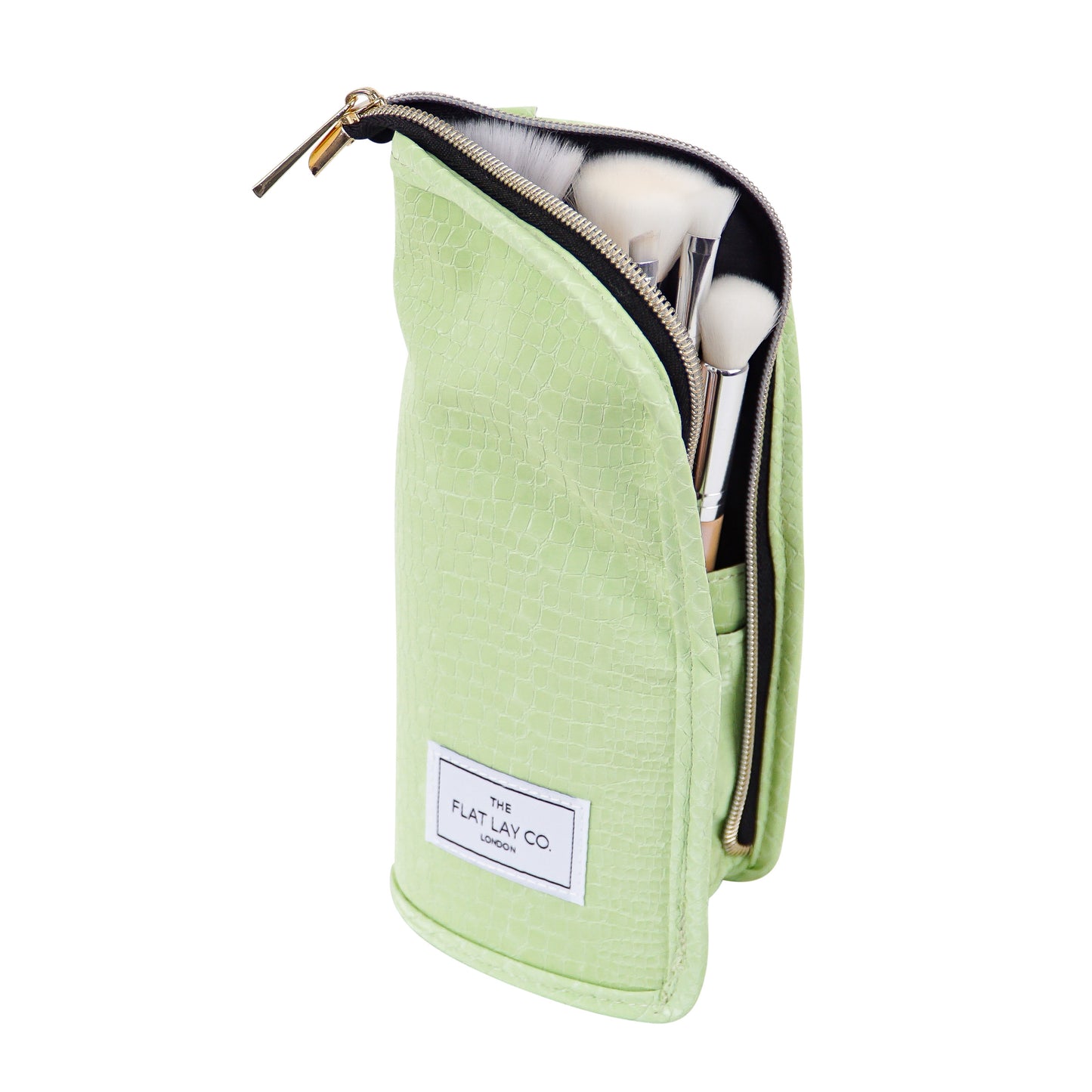 Green Croc Standing Brush Case and Pot