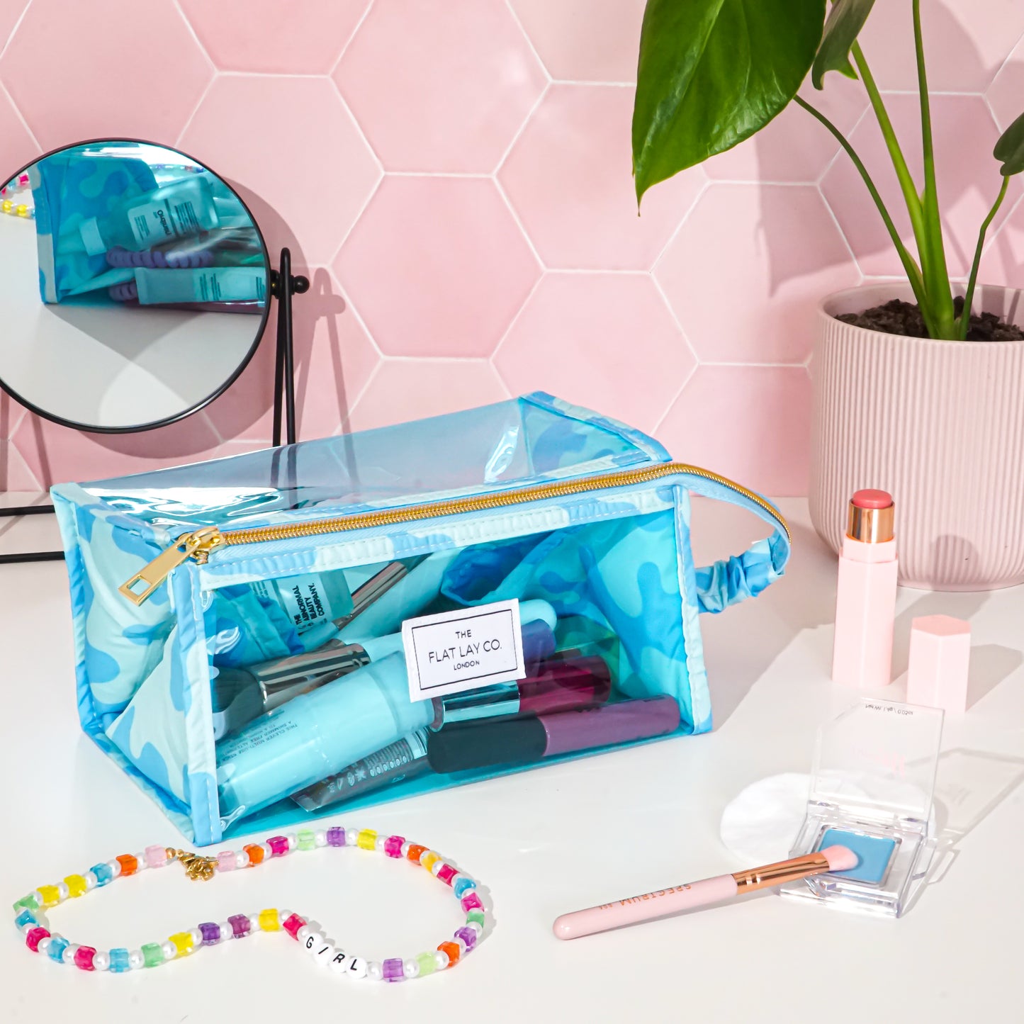 Jelly Open Flat Box Bag in Blue Splash