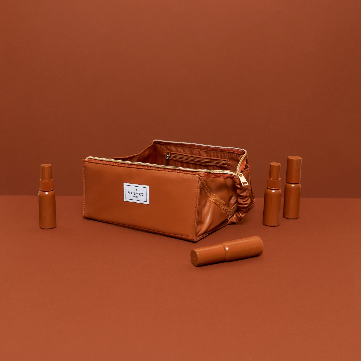 Monochrome Tan Leather Open Flat Box Bag