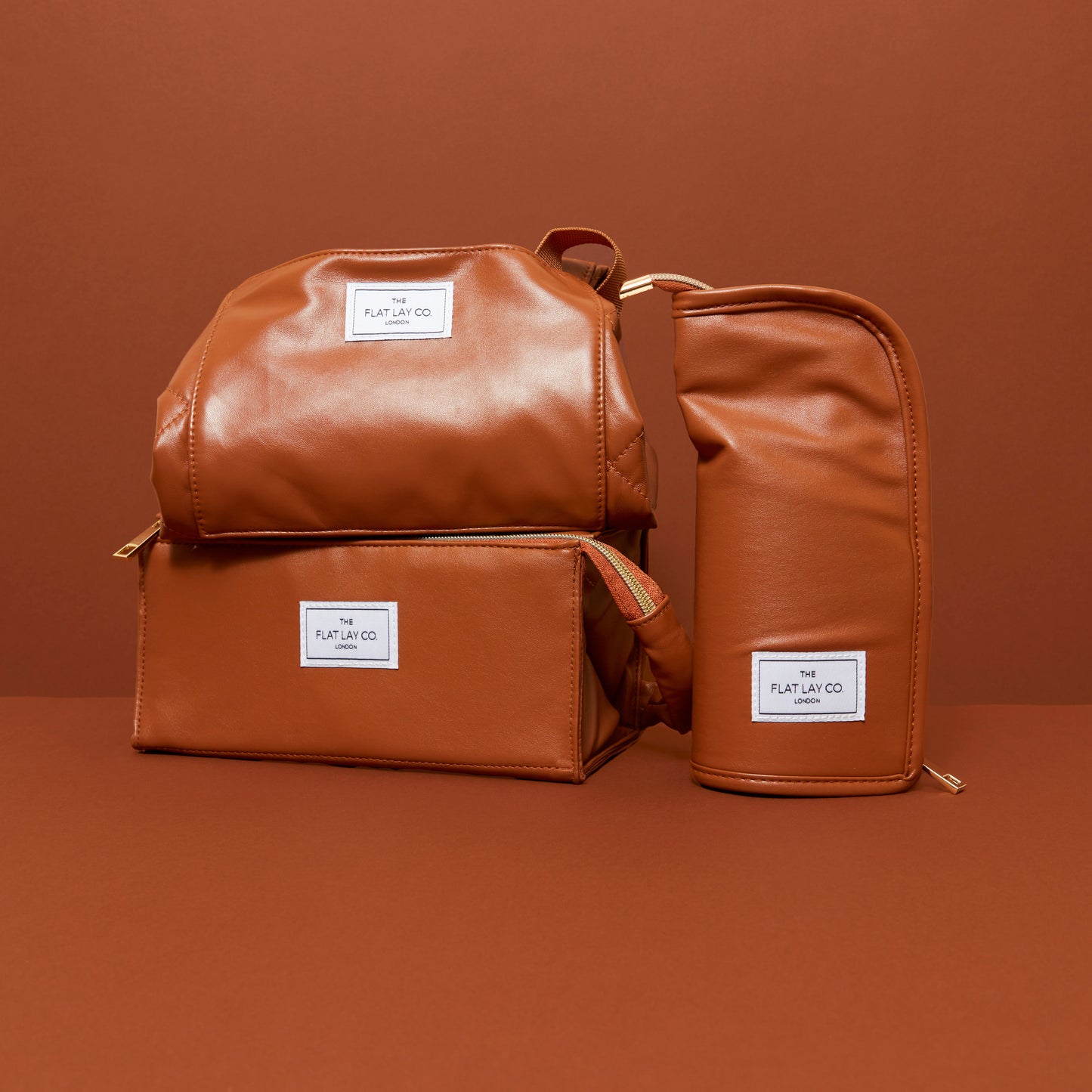 Monochrome Tan Leather Open Flat Box Bag