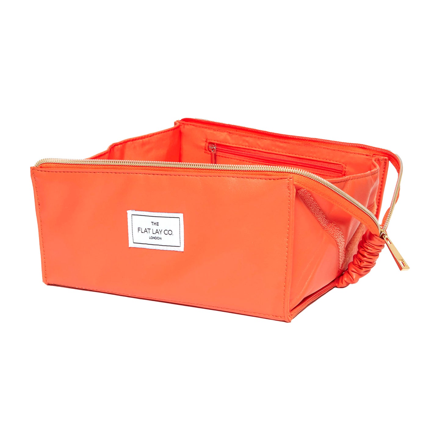 Monochrome Orange Leather Open Flat Box Bag