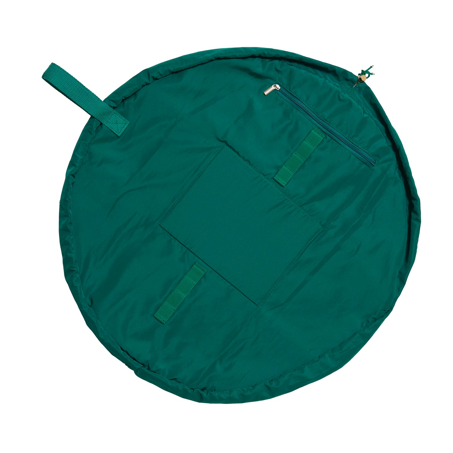 Monochrome Green Leather Full Size Flat Lay Makeup Bag