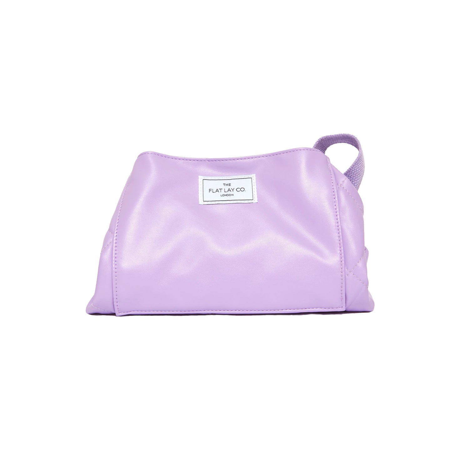 Monochrome Lilac Leather Full Size Flat Lay Makeup Bag