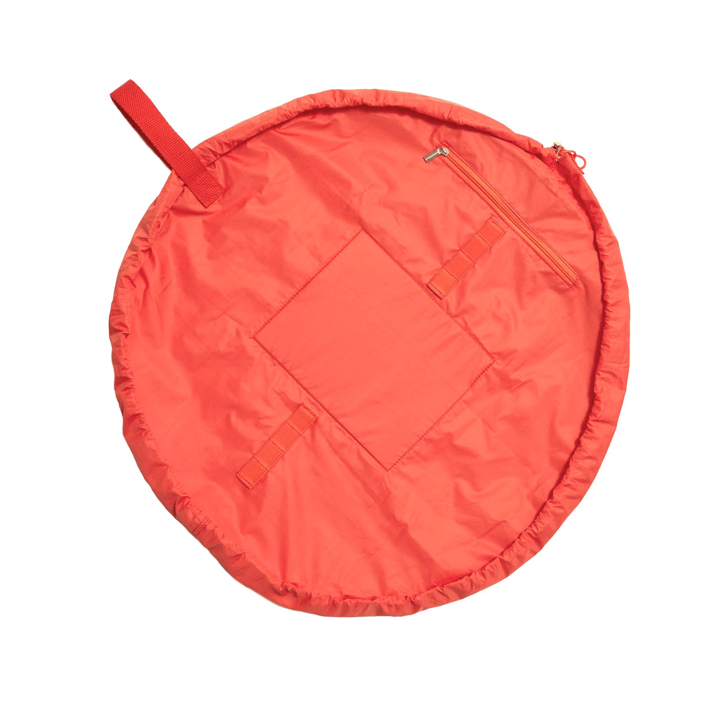 Monochrome Orange Leather Full Size Flat Lay Makeup Bag