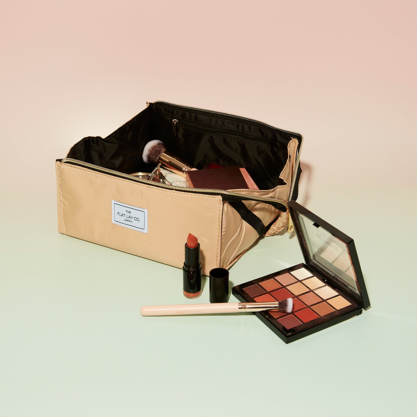 Clay Open Flat Makeup Box Bag and Tray