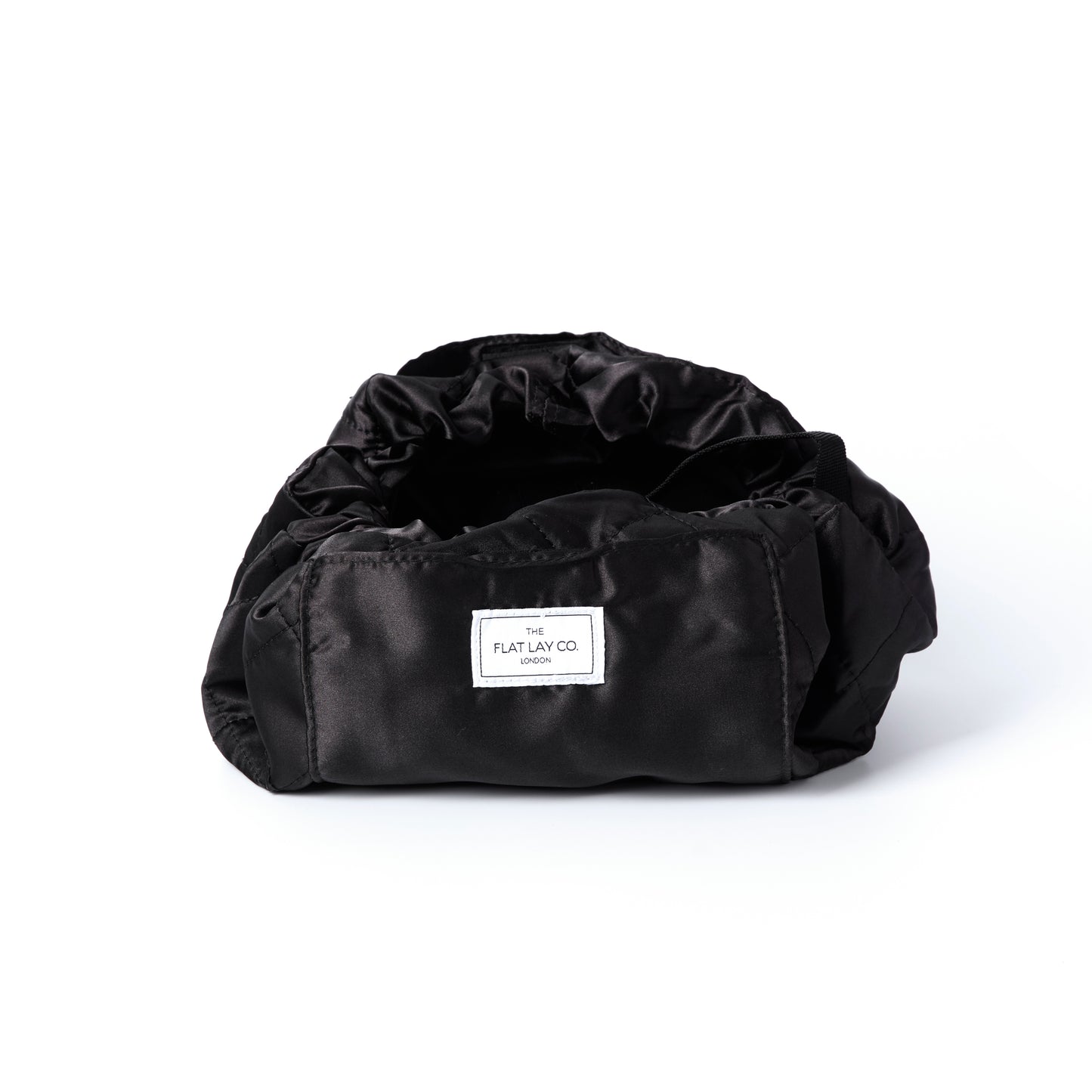 Black Satin Full Size Flat Lay Makeup Bag