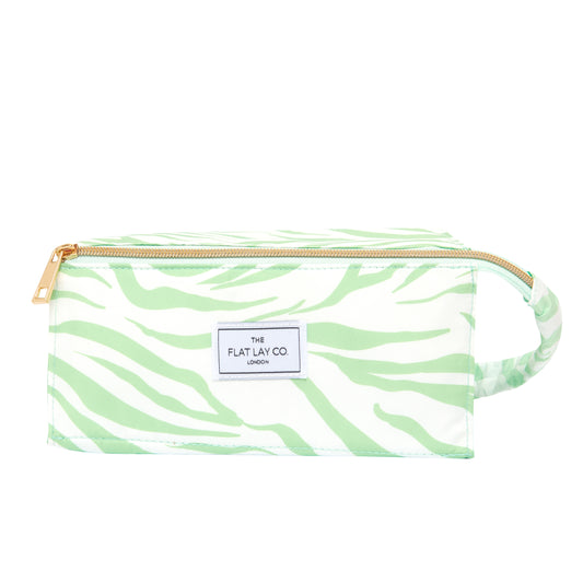 The Flat Lay Co. Open Flat Box Bag in Green Zebra
