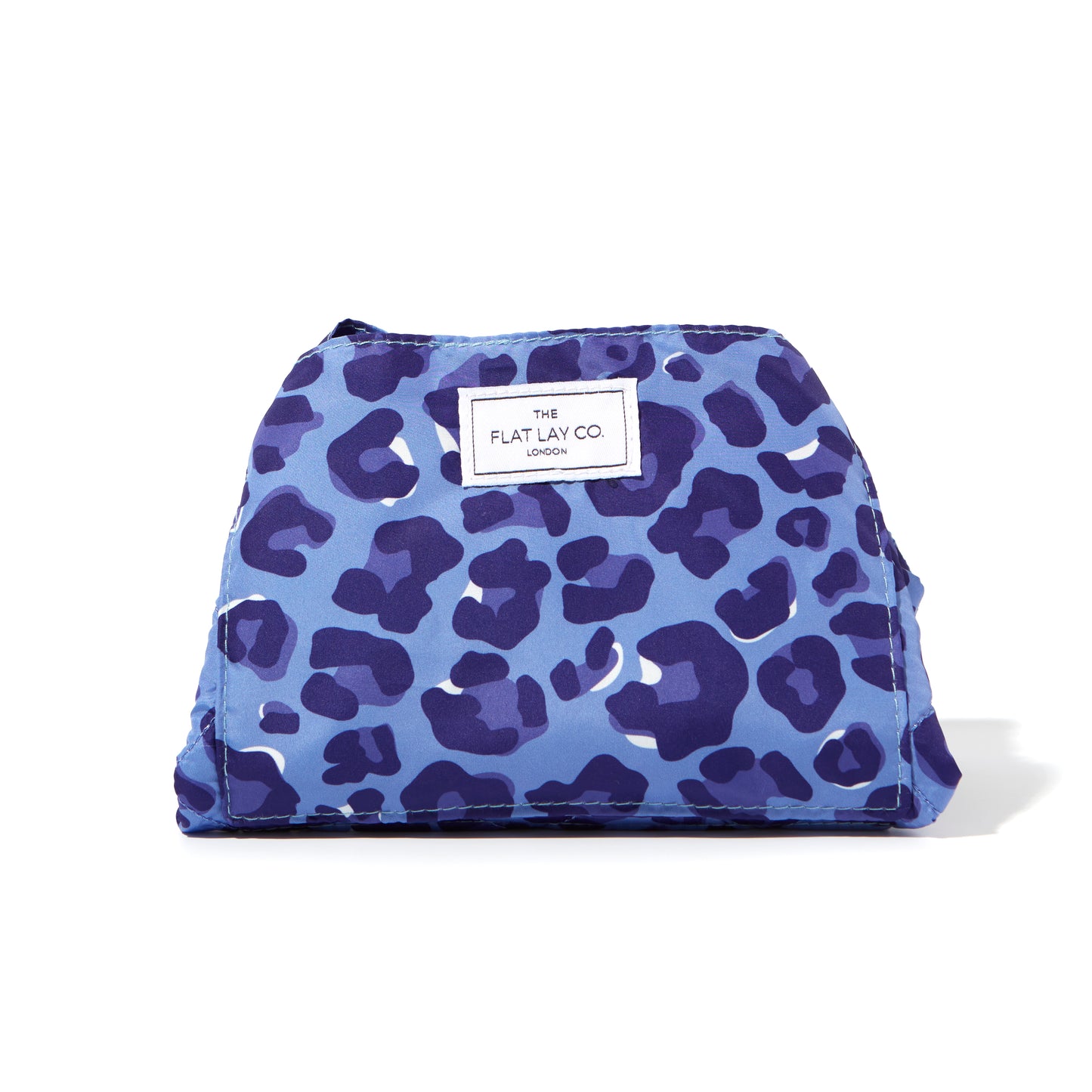 Blue Leopard Full Size Flat Lay Makeup Bag