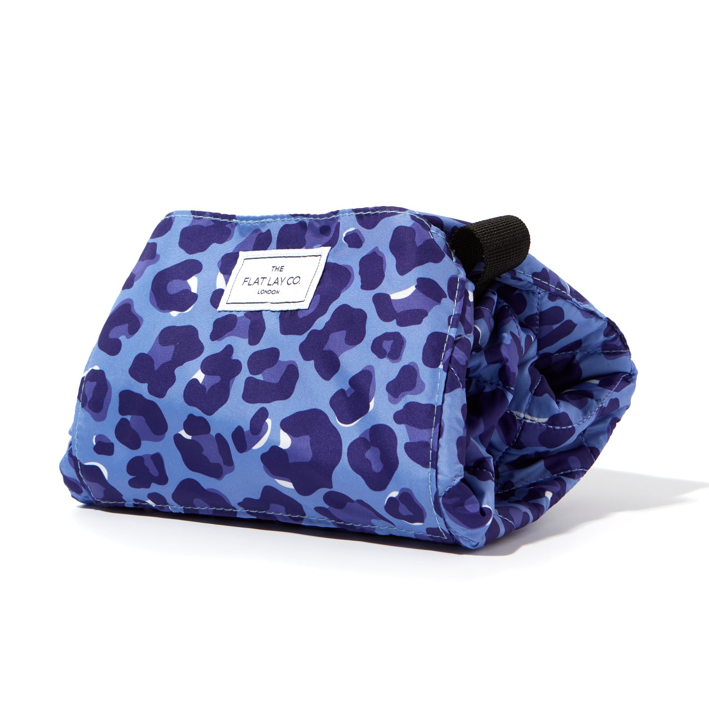 Blue Leopard Full Size Flat Lay Makeup Bag