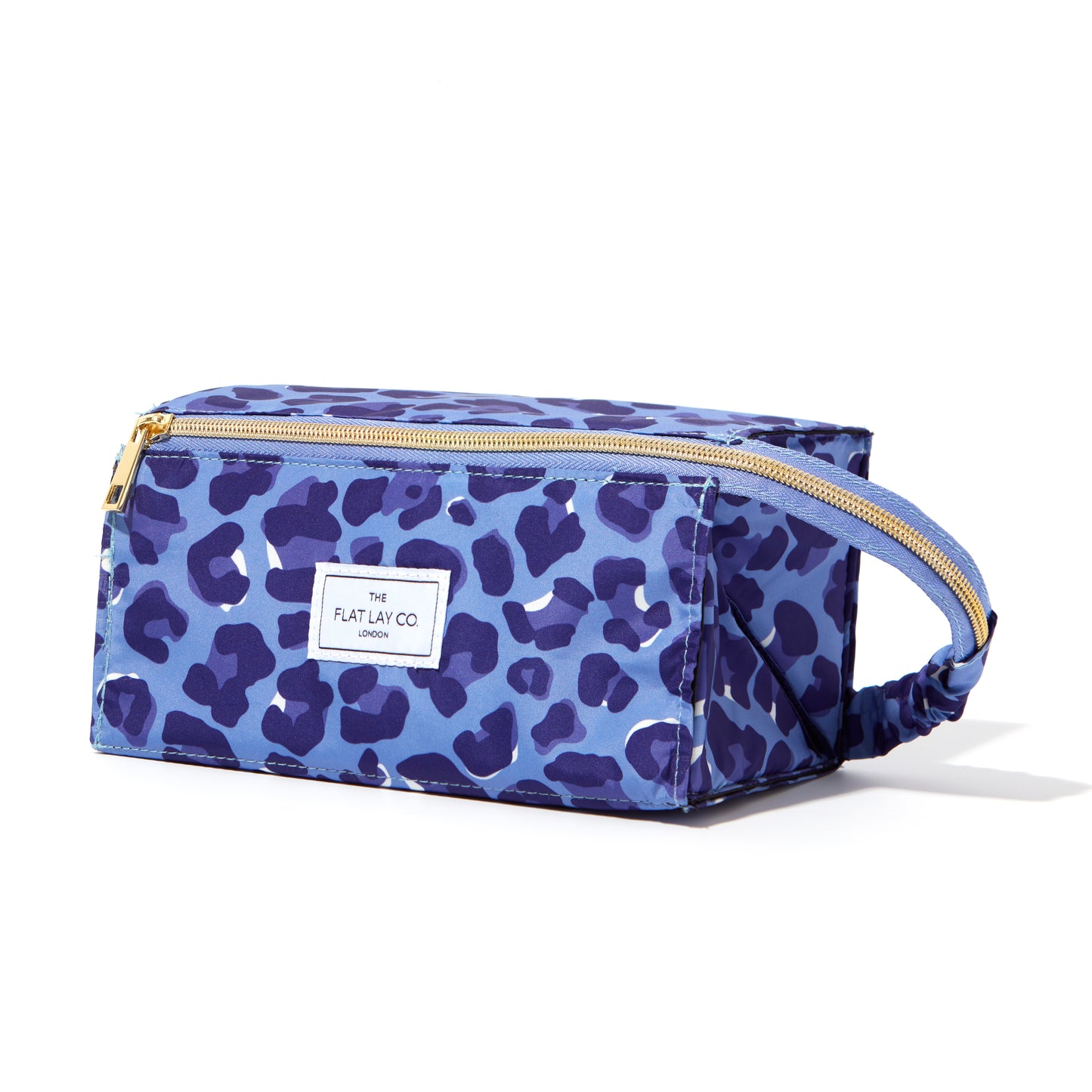 Blue Leopard Open Flat Makeup Box Bag and Tray