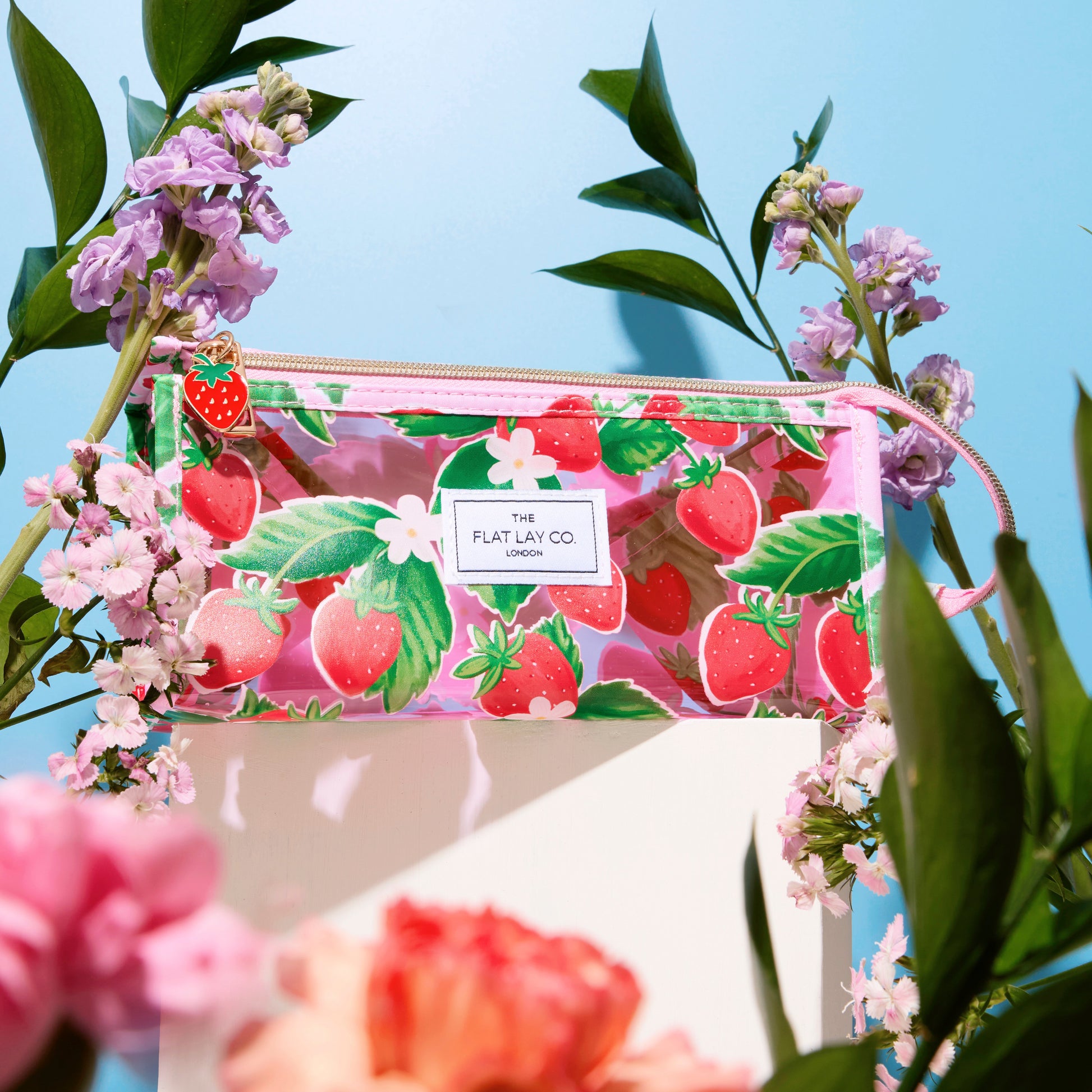 Summer Strawberries Jelly Flat Lay Makeup Box Bag 