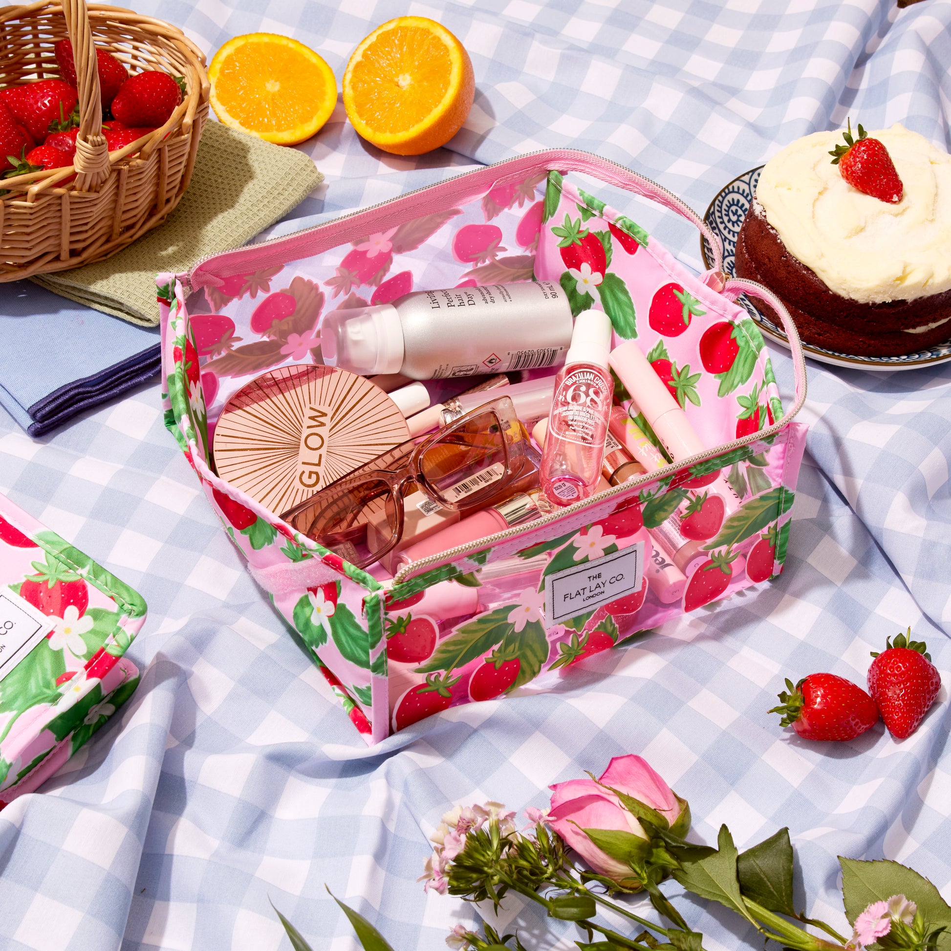 Summer Strawberries Jelly Flat Lay Makeup Box Bag 