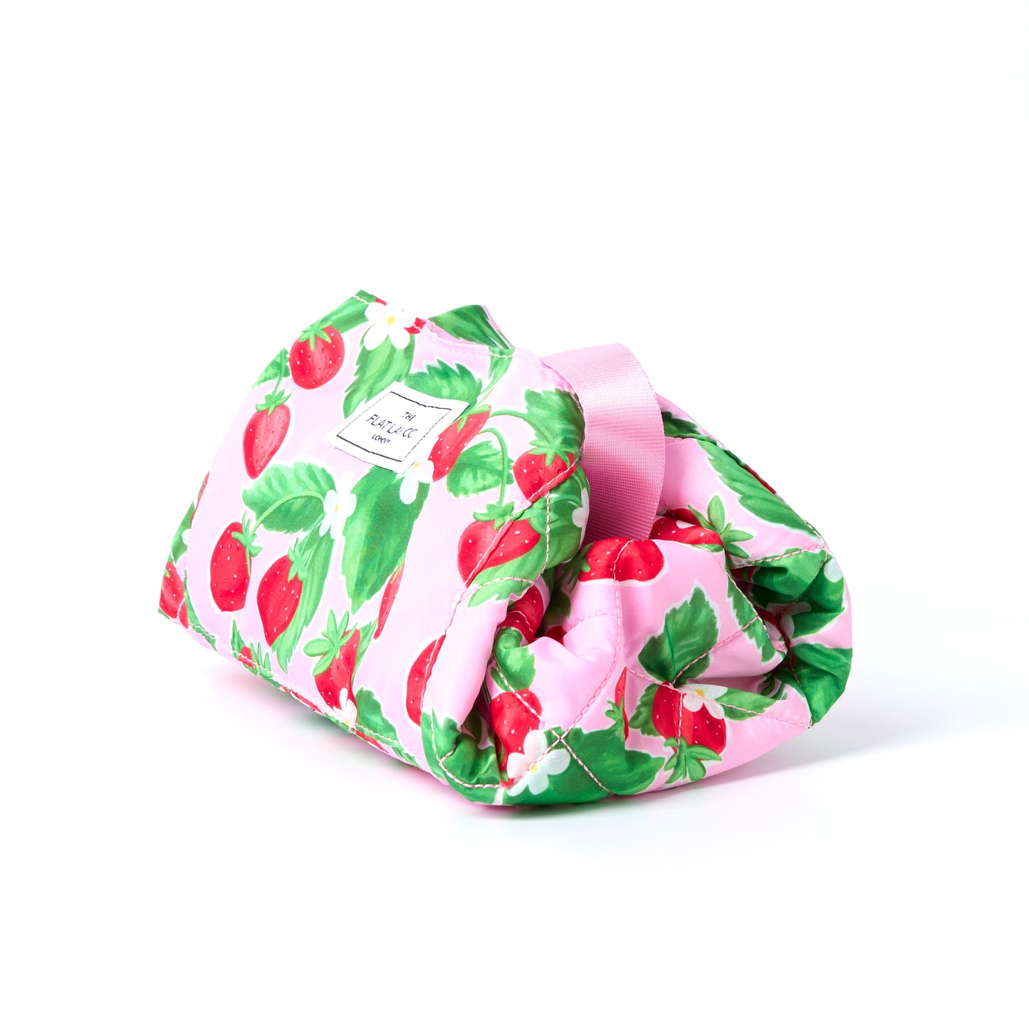 Summer Strawberries Drawstring Flat Lay Makeup Bag