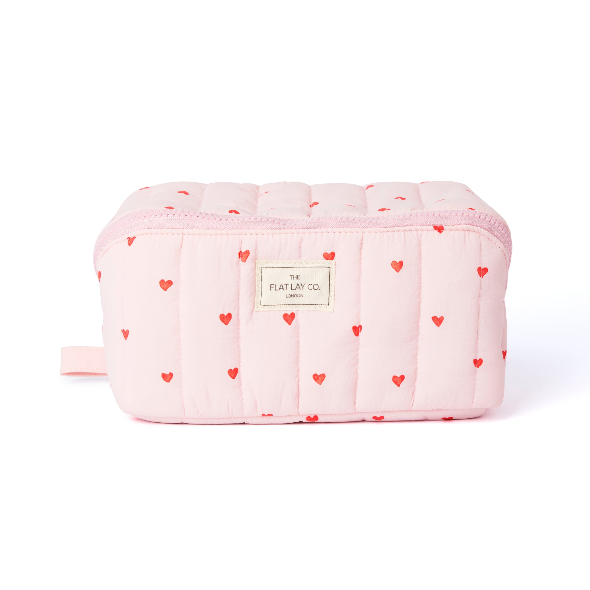 Sweet Pink Hearts Marshmallow Flat Lay Makeup Box Bag