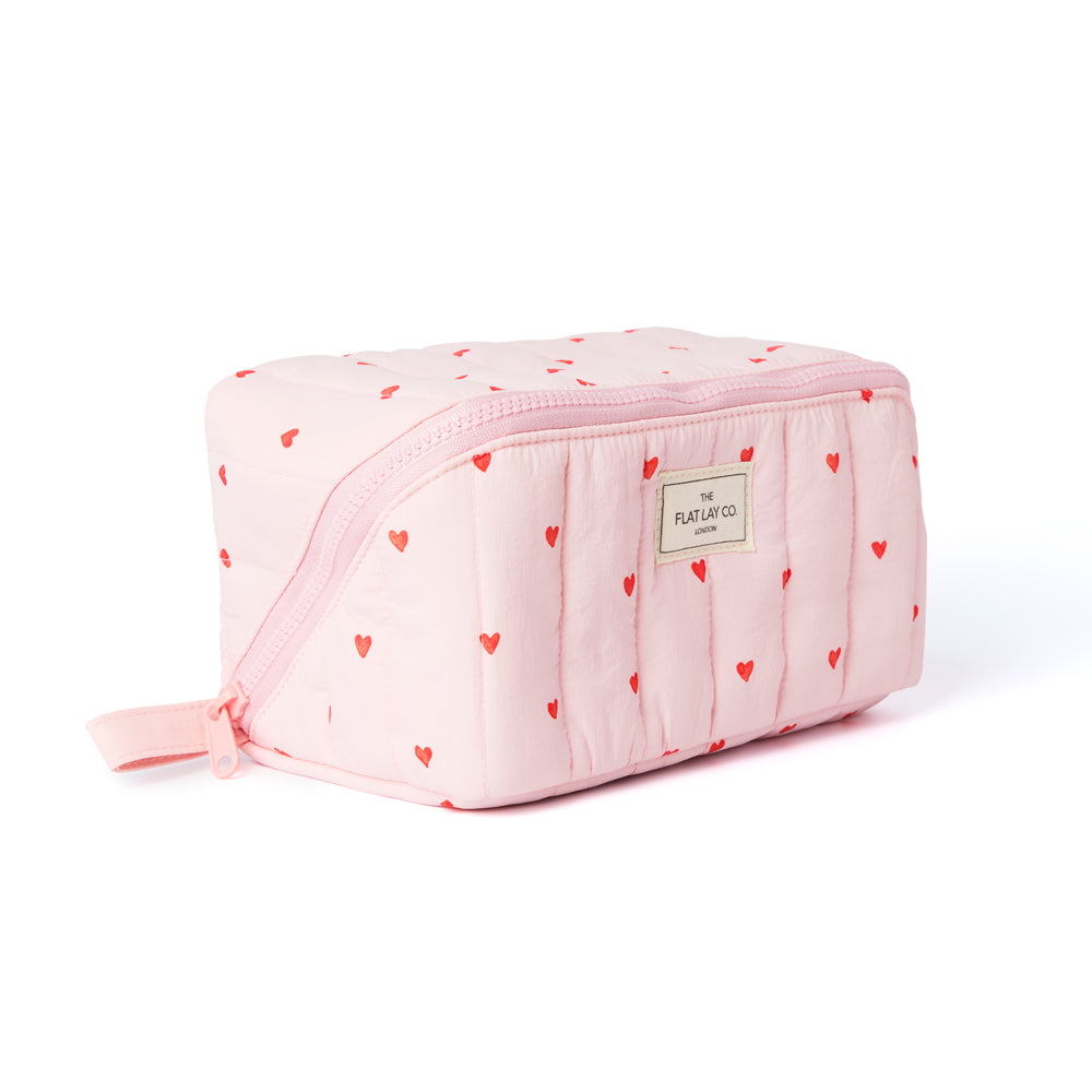 Marshmallow Flat Lay Makeup Box Bag - Sweet Pink Hearts