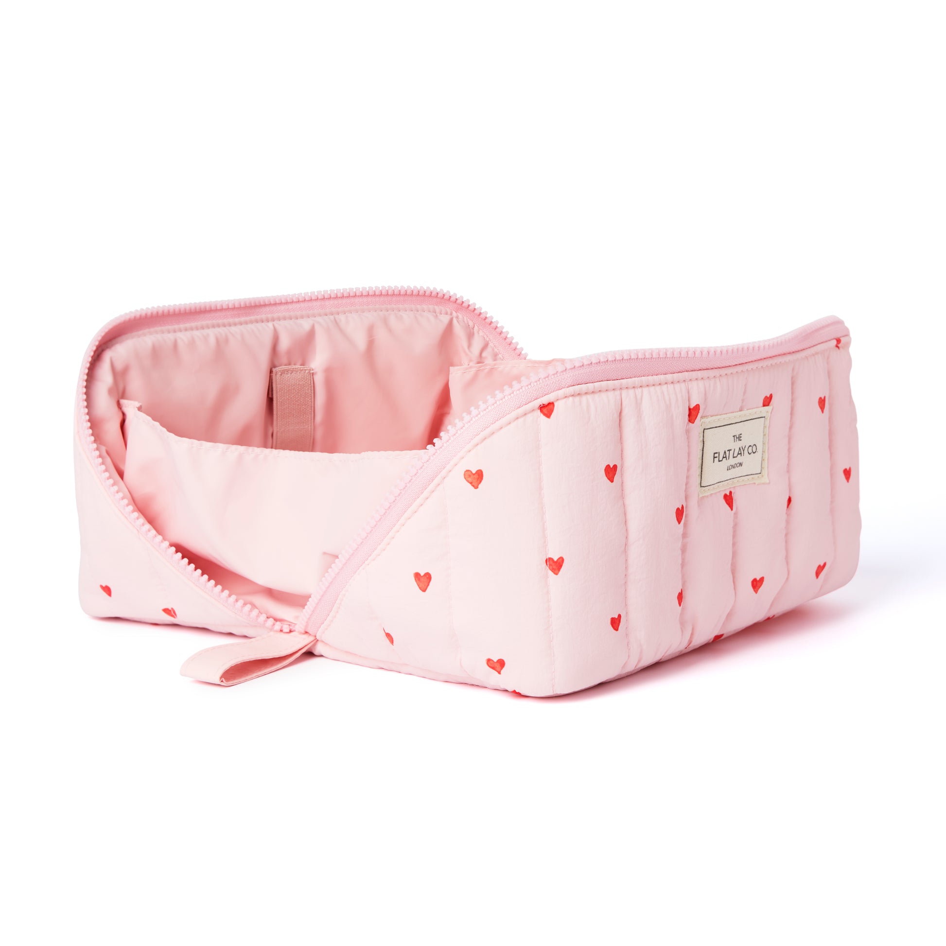 Sweet Pink Hearts Marshmallow Flat Lay Makeup Box Bag