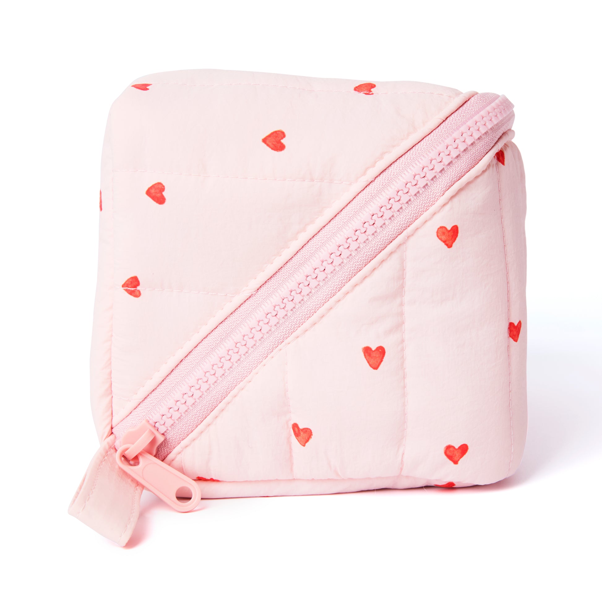 Sweet Pink Hearts Marshmallow Flat Lay Makeup Box Bag