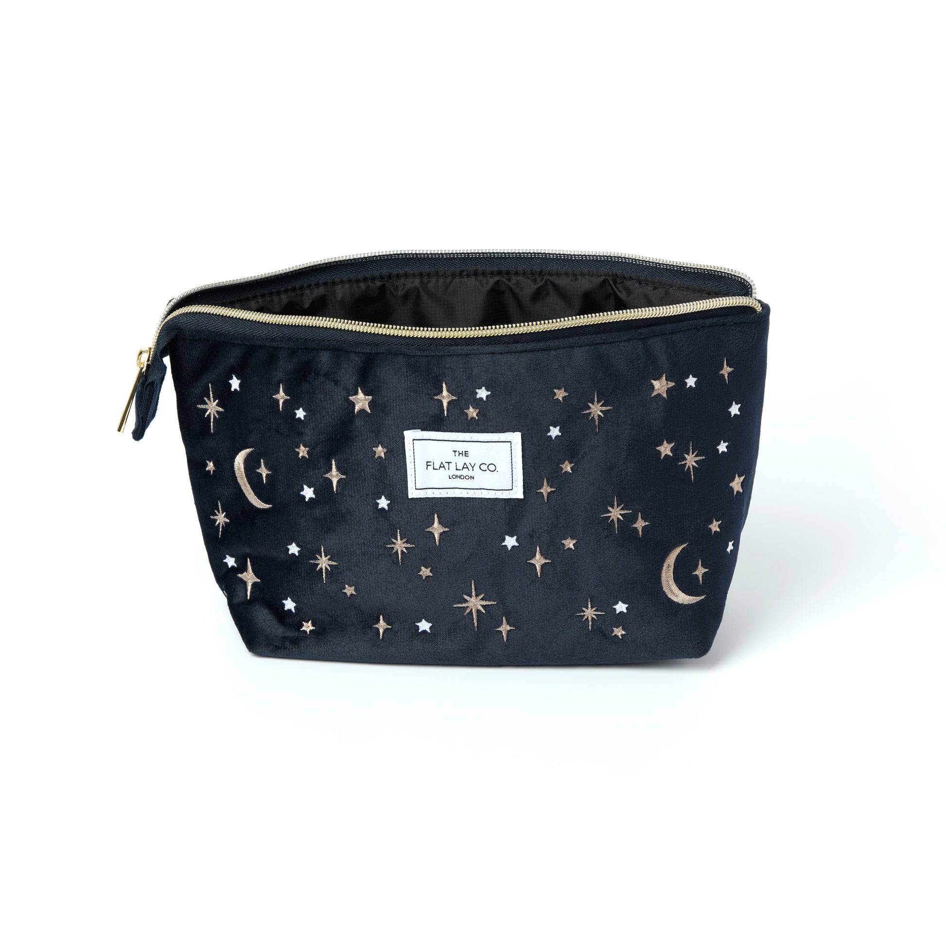 Blue Celestial Embroidered Velvet Essential Makeup Pouch 